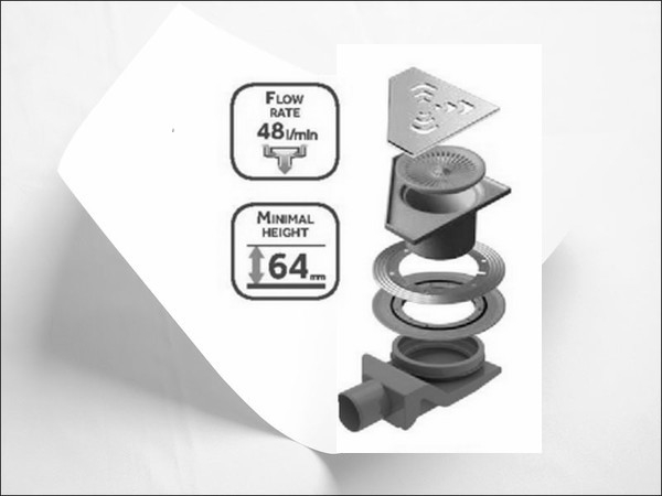 Угловой трап водосток Angel 2, 194x194 нерж.сталь 