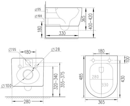 Унитаз подвесной Roxen Antares Bidet Tornado с функцией биде, сиденье Duroplast, Soft Close 49x36