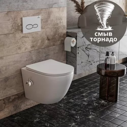 Унитаз подвесной Roxen Antares Bidet Tornado с функцией биде, сиденье Duroplast, Soft Close 49x36