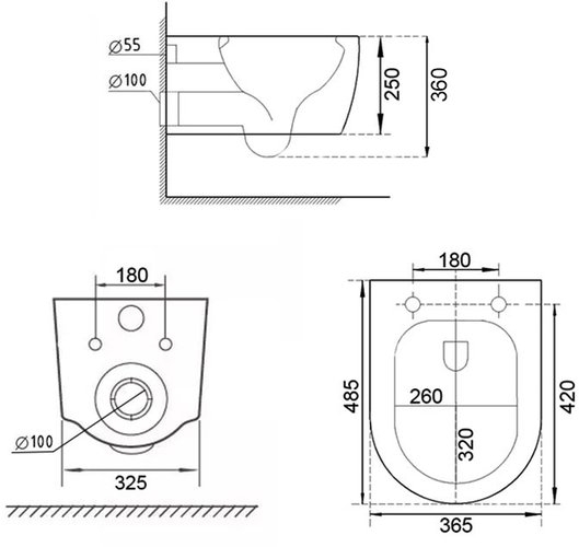 Подвесной унитаз Roxen Royal Matt  Rimless Soft Close 49x37 
