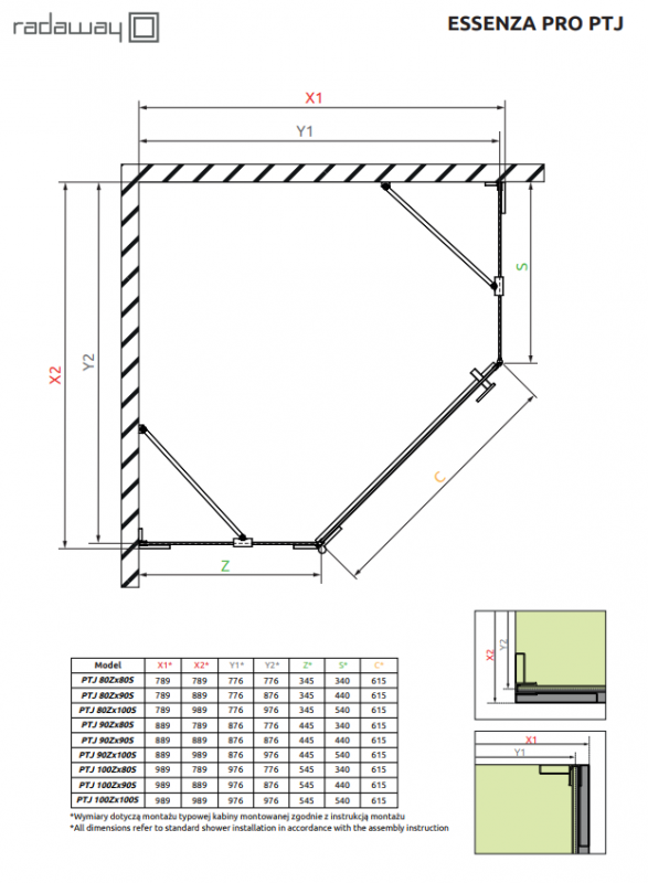 Душевой уголок Radaway ESSENZA PRO WHITE PTJ