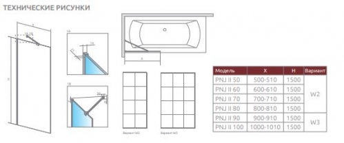 Шторка для ванны Radaway MODO NEW BLACK PNJ II