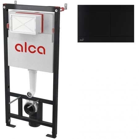 Комплект инсталляции Alca AM101/1120 + Кнопка Fun черная матовая (стальная)