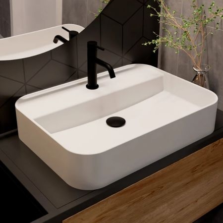 Смеситель для умывальника AQUAme Siena, черный, на изделие