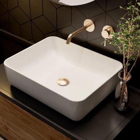 Смеситель для умывальника AQUAme Siena в цвете золото брашированное