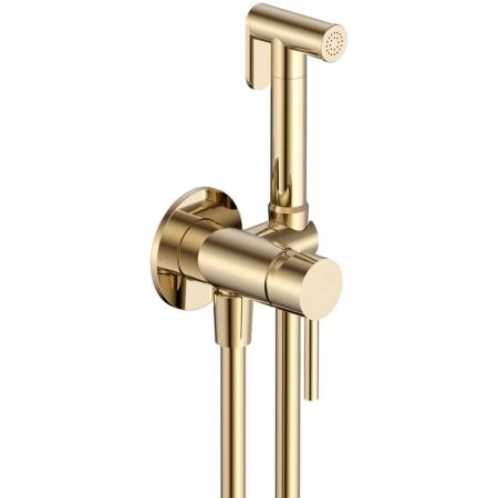 Смеситель для биде AQUAme Siena с гигиеническим душем, матовое золото