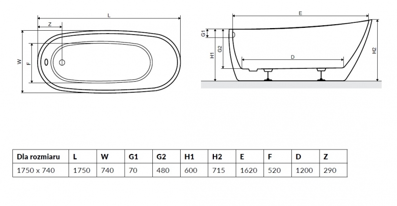 Ванна акриловая Excellent Comfort  175*75