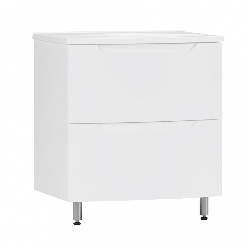 ТУМБА ГАННОВЕР НАПОЛЬНАЯ 70-02 с умывальником, БЕЛЫЙ ГЛЯНЦЕВЫЙ