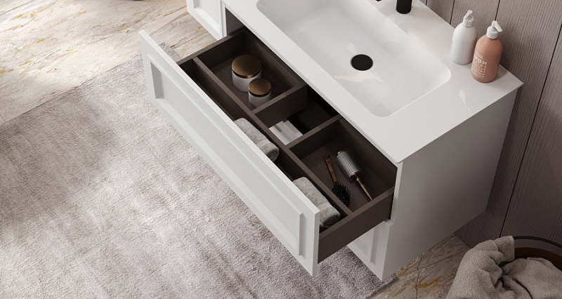 ТУМБА ПОДВЕСНАЯ СОФИЯ 75-02 с умывальником БЕЛЫЙ ГЛЯНЦЕВЫЙ