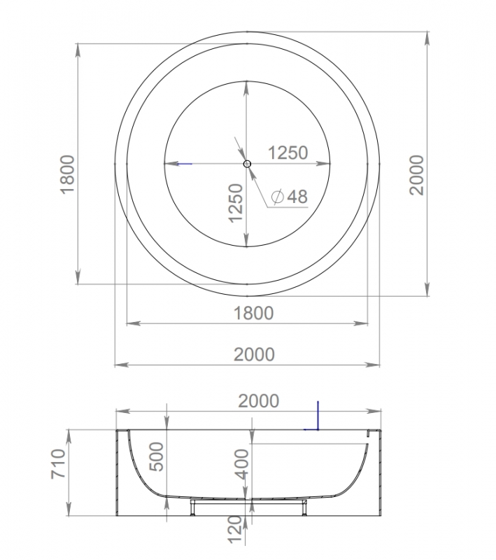 ISOLA. Круглая ванна из камня 200*200