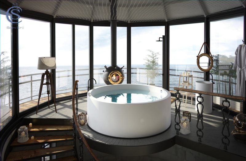 ISOLA. Круглая ванна из камня 200*200