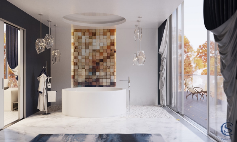 ISOLA. Круглая ванна из камня 200*200