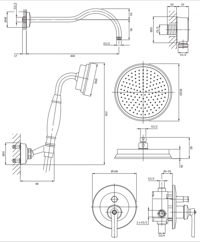 Душевая система скрытого монтажа Omnires Armance 