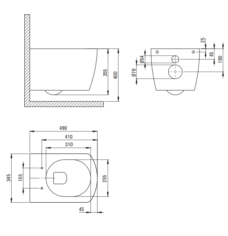 Deante Hiacynt New Унитаз подвесной безободковый с крышкой, белый 48,5*34,5