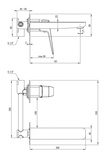 Deante Blur Смеситель для раковины скрытого монтажа, черный
