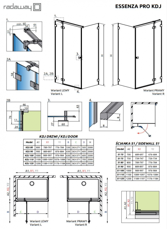 Душевой уголок Radaway ESSENZA PRO WHITE KDJ