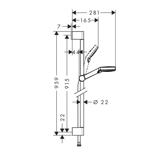 Душевая стойка Hansgrohe Crometta Vario, 90 см, белый/хром