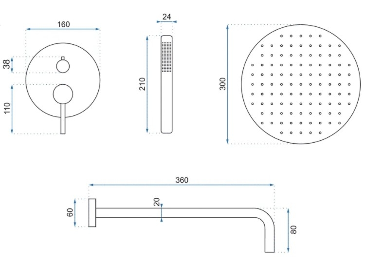 Душевая система Rea Lungo Black черный 