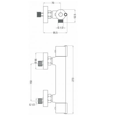 Смеситель термостатический для душа DEANTE NEO JOKO, хром
