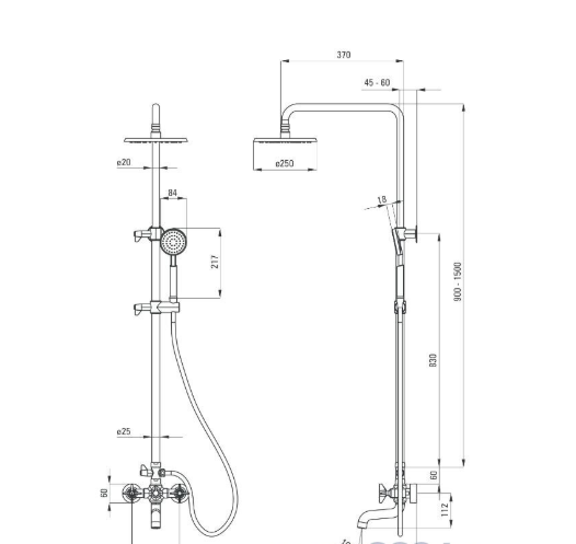 Душевая колонна DEANTE Cascada Temisto Bronzo со смесителем, латунь