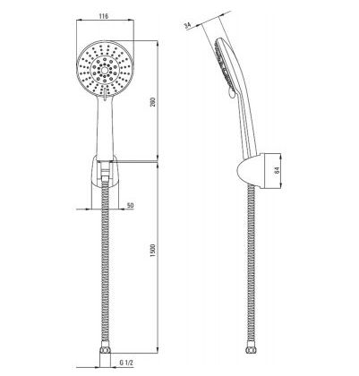 Душевой гарнитур с 5-функциональной лейкой Deante Neo Joko, хром