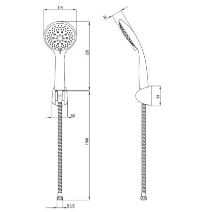 Душевой гарнитур с 3-функц. лейкой Deante Neo Joko, хром