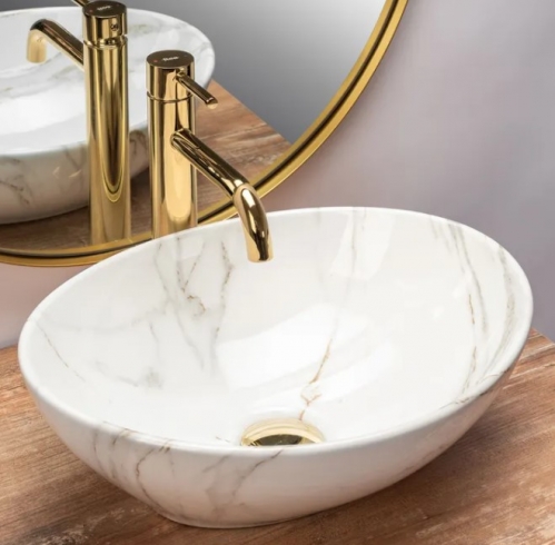 Умывальник Rea Sofia Shiny Aiax 41 на столешницу, мрамор 