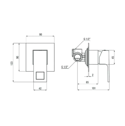 Смеситель скрытого монтажа DEANTE ANEMON BIS NERO, черный