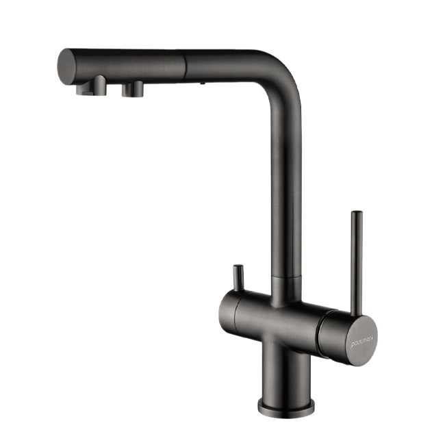 Смеситель для кухни Paulmark SERPENTINE  вороненая сталь с подключением для фильтра