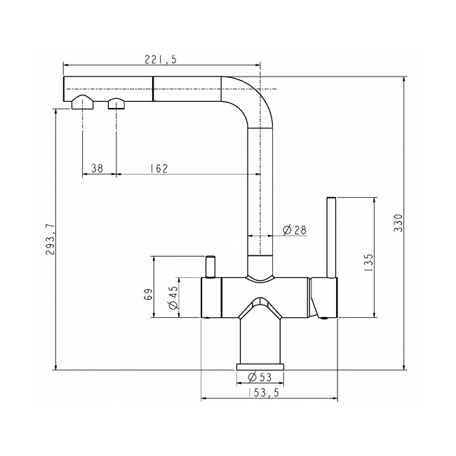 СМЕСИТЕЛЬ PAULMARK SERPENTINE , (ЧЕРНЫЙ/АНТРАЦИТ)