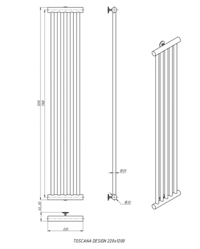 Полотенцесушитель Stinox TOSCANA DESIGN белый матовый, с комплектом подключения