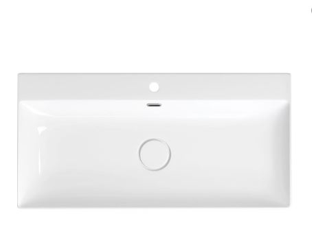 Раковина Wellsee Bromance 90 см с отверстием под смеситель, глянцевый белый 