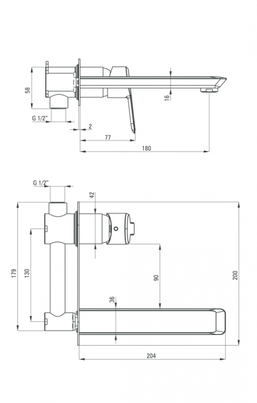 Deante Arnika Gold Смеситель для раковины скрытого монтажа