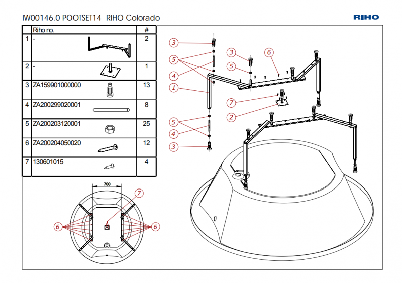 ОПОРЫ для ванны Riho Colorado 180x180