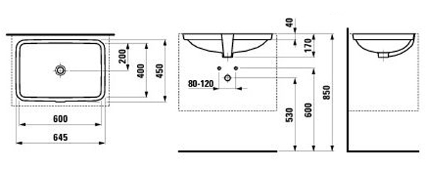УМЫВАЛЬНИК ВСТРАИВАЕМЫЙ LAUFEN PRO  60X40