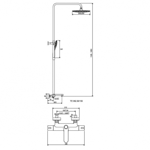 ДУШЕВАЯ СТОЙКА С ТЕРМОСТАТОМ RAVAK TERMO С ИЗЛИВОМ ДЛЯ ВАННЫ