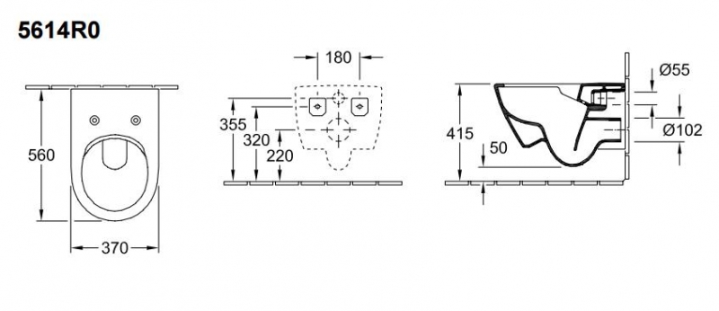 УНИТАЗ ПОДВЕСНОЙ VILLEROY&BOCH SUBWAY 2.0 37X56,5, БЕЗОБОДКОВЫЙ C СИДЕНЬЕМ SOFT CLOSE