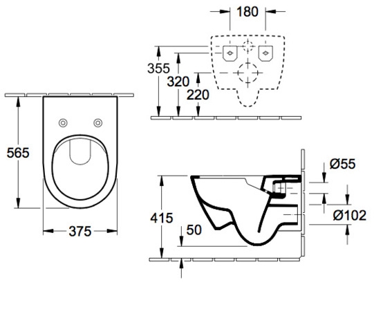 УНИТАЗ ПОДВЕСНОЙ VILLEROY&BOCH SUBWAY 2.0 37X56,5, СИДЕНЬЕ SOFT CLOSE, БЕЗОБОДКОВЫЙ