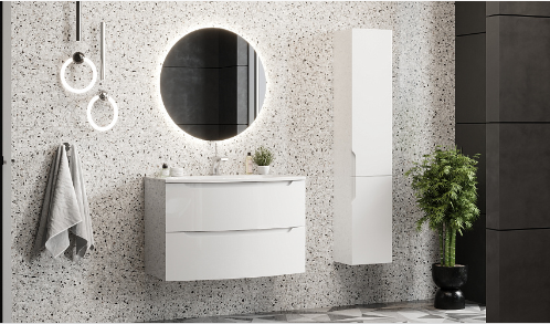 ТУМБА С УМЫВАЛЬНИКОМ ГАННОВЕР НП 80-02, БЕЛЫЙ ГЛЯНЦЕВЫЙ 