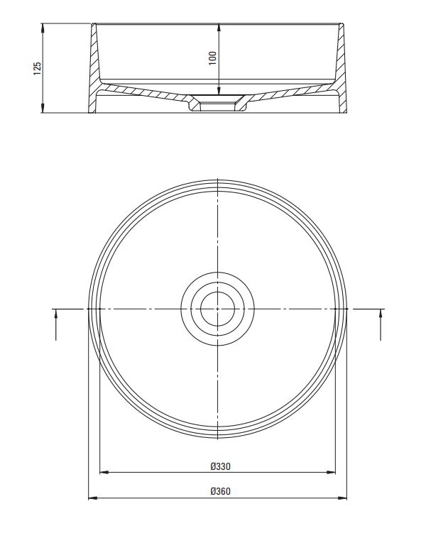 Раковина накладная Deante Silia, гранит, цвет графит, 36 см
