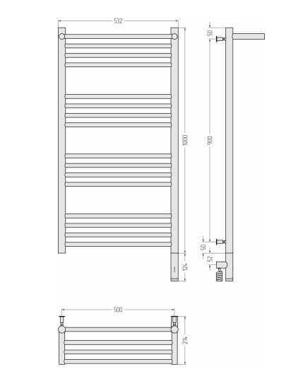 Сунержа Богема с полкой 3.0 1000х500 / МЭМ правый, матовый черный