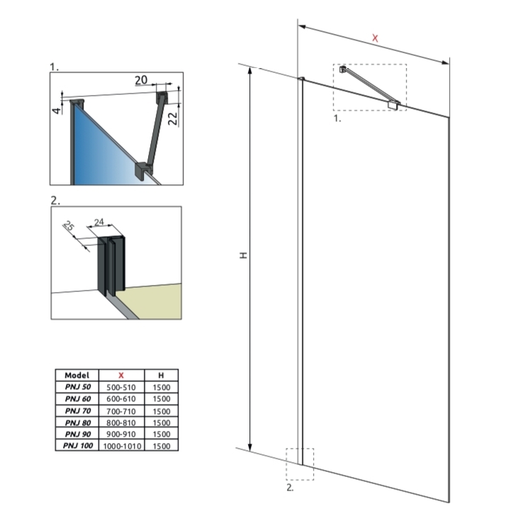 Шторка для ванны Idea Black PNJ Frame
