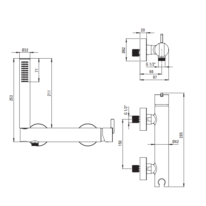Deante Silia Смеситель для душа с душевым набором, хром