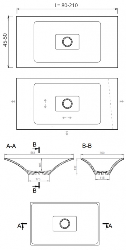 Раковина Holbi Sirius + STL, из Solid Surface H14 мм