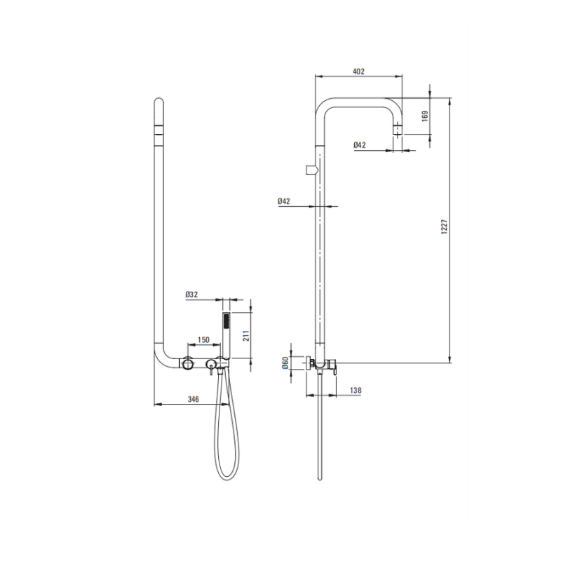 Deante Silia Bianco Душевая стойка со смесителем для душа, белый