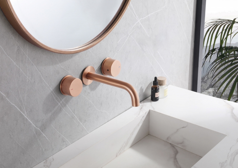 Смеситель ABBER Wasser Kreis  для раковины скрытого монтажа, розовое золото матовое