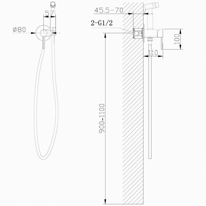 Смеситель ABBER Wasser Kreis с гигиеническим душем, графит