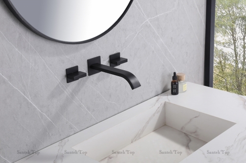 Смеситель для умывальника ABBER Wasserfall черный матовый