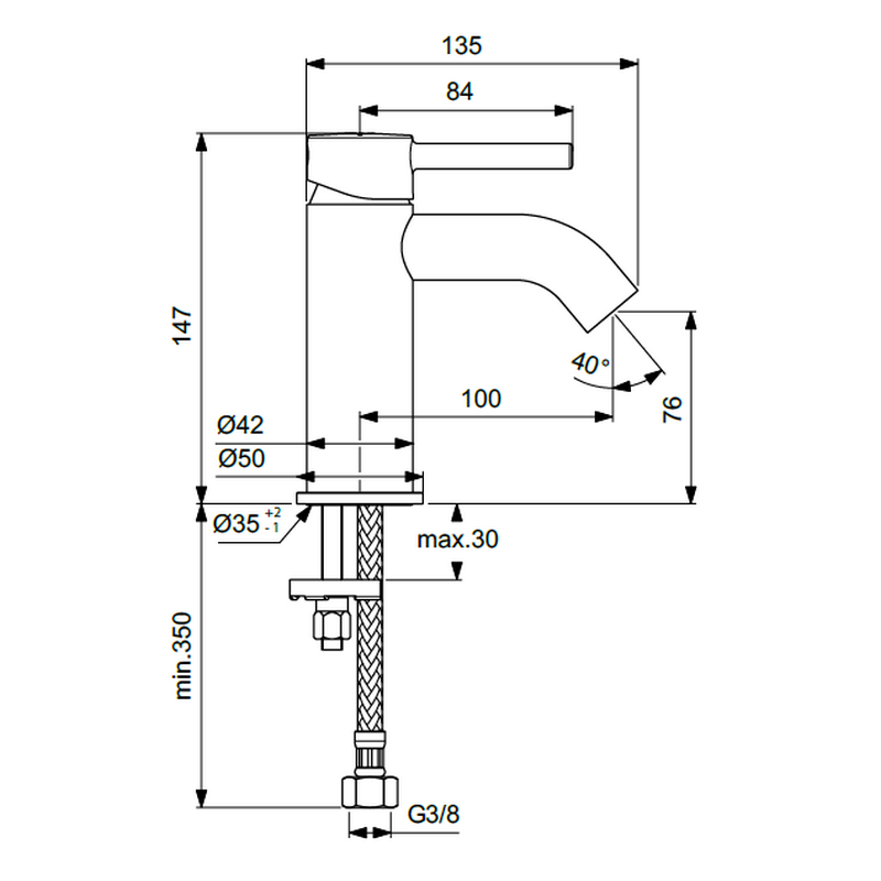 Смеситель Ideal Standart Ceraline для раковины хром