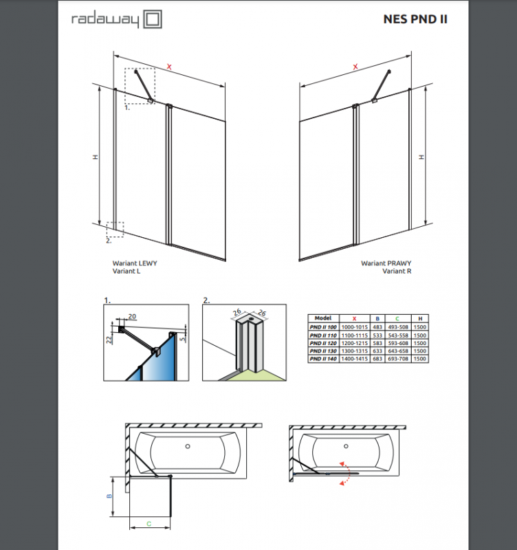 Шторка на ванну Radaway Nes PND II